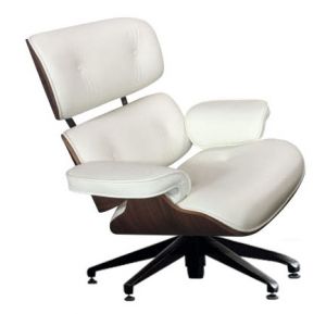 Biały skórzany fotel Lounge Chair