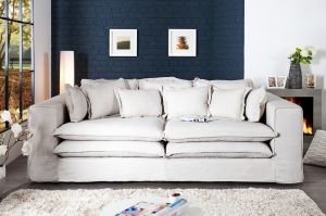 Sofa Nuvem (3-os.) lniana kremowa