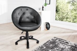 Fotel Barbershop 90-100 cm czarny z kółkami