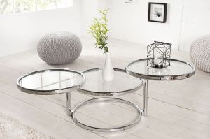 Stolik Modern Glass (3-poziomowy) - srebrny