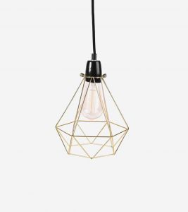 Filamentstyle :: Lampa wisząca Diamond #1 złoto/czarna - klosz: złoty || kabel: czarny